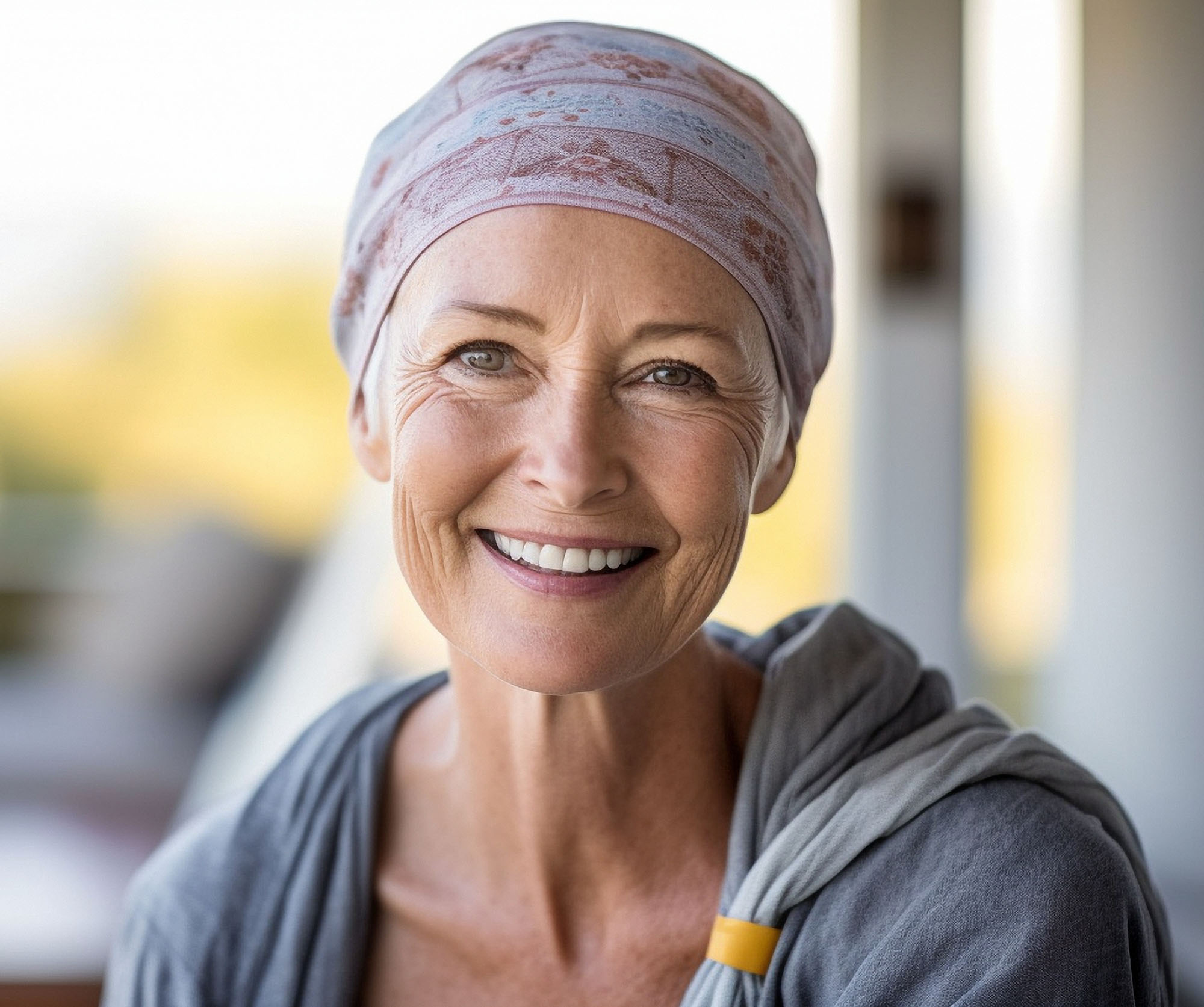 Femme avec un foulard qui lui couvre la tête